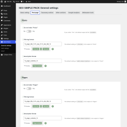 Page screenshot: SEO PACK &rarr; Post page