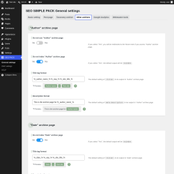 Page screenshot: SEO PACK &rarr; Other archives