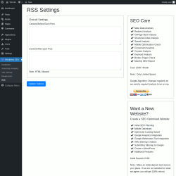 Page screenshot: Wordpress SEO → RSS