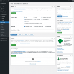 Page screenshot: Settings &rarr; .DOCX Source