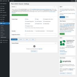 Page screenshot: Settings &rarr; .DOCX Source