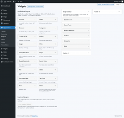Page screenshot: Widgets &lsaquo; Test site &mdash; WordPress