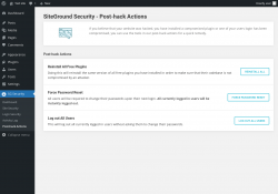 Page screenshot: SG Security &rarr; Post-hack Actions