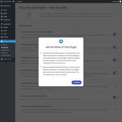 Page screenshot: Security Optimizer &rarr; Site Security