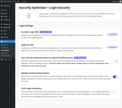 Page screenshot: Security Optimizer &rarr; Login Security