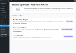 Page screenshot: Security Optimizer &rarr; Post-hack Actions