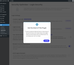 Page screenshot: Security Optimizer &rarr; Login Security