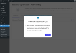 Page screenshot: Security Optimizer &rarr; Activity Log