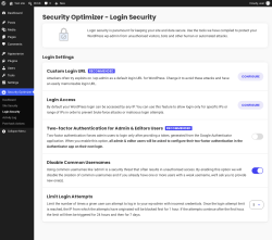 Page screenshot: Security Optimizer &rarr; Login Security