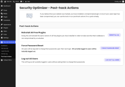 Page screenshot: Security Optimizer &rarr; Post-hack Actions