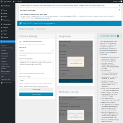 Page screenshot: WP DSGVO Tools → Delete request