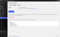 Page screenshot: Settings &rarr; Share on Pixelfed &rarr; Debugging