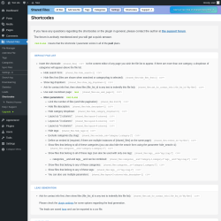 Page screenshot: Shared Files → Shortcodes