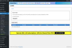 Page screenshot: Shared Files → Leads