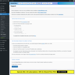 Page screenshot: Shared Files → Help / Support