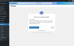 Page screenshot: Shared Files Settings ‹ Test site — WordPress