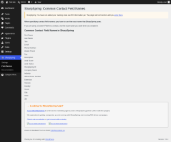 Page screenshot: SharpSpring &rarr; Field Names