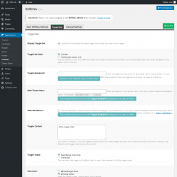 Page screenshot: Appearance → ShiftNav → Toggle Bar