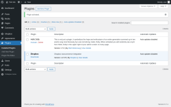 Page screenshot: Plugins &lsaquo; Test site &mdash; WordPress