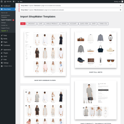 Page screenshot: Shop Maker → Import Templates