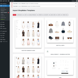 Page screenshot: Shop Maker → Import Templates