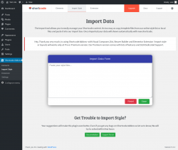 Page screenshot: Shortcode Addons → Import Style