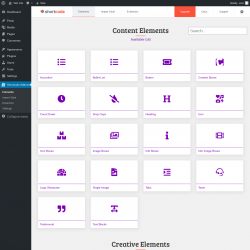 Page screenshot: Elements ‹ Test site — WordPress