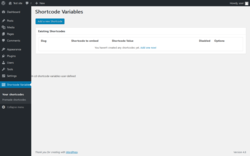 Page screenshot: Shortcode Variables &rarr; Your shortcodes