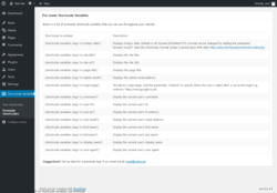 Page screenshot: Shortcode Variables &rarr; Premade shortcodes