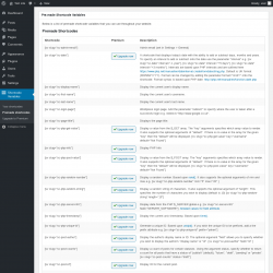 Page screenshot: Shortcode Variables &rarr; Premade shortcodes