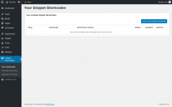 Page screenshot: Snippet Shortcodes &rarr; Your shortcodes