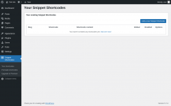 Page screenshot: Snippet Shortcodes