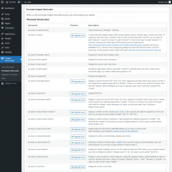 Page screenshot: Snippet Shortcodes &rarr; Premade shortcodes