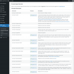 Page screenshot: Snippet Shortcodes &rarr; Premade shortcodes