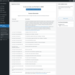 Page screenshot: Snippet Shortcodes &rarr; Upgrade to Premium