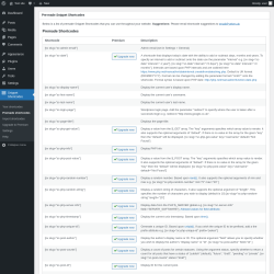 Page screenshot: Snippet Shortcodes &rarr; Premade shortcodes