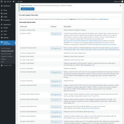 Page screenshot: Snippet Shortcodes &rarr; Premade shortcodes