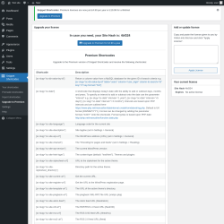 Page screenshot: Snippet Shortcodes &rarr; Upgrade to Premium