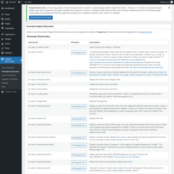 Page screenshot: Snippet Shortcodes &rarr; Premade shortcodes
