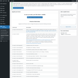 Page screenshot: Snippet Shortcodes &rarr; Upgrade to Premium