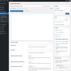 Page screenshot: Shortcoder &rarr; Create shortcode