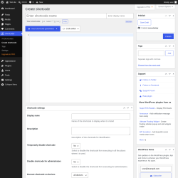 Page screenshot: Shortcoder &rarr; Create shortcode