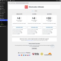 Page screenshot: Shortcodes &rarr; Upgrade&nbsp;&nbsp;➤
