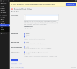 Page screenshot: Shortcodes &rarr; Settings