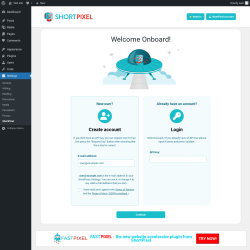 Page screenshot: ShortPixel Settings &lsaquo; Test site &mdash; WordPress