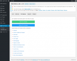 Page screenshot: Wow Plugins &rarr; Side Menu Lite &rarr; Pro Features