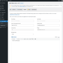Page screenshot: Wow Plugins &rarr; Side Menu Lite &rarr; Support