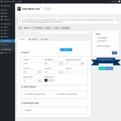 Page screenshot: Wow Plugins &rarr; Side Menu Lite &rarr; Add new