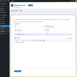 Page screenshot: Wow Plugins &rarr; Side Menu &rarr; Support