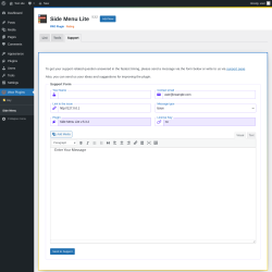 Page screenshot: Wow Plugins &rarr; Side Menu &rarr; Support